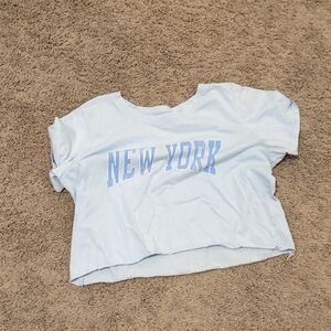 Light Blue 'New York' Crop Top